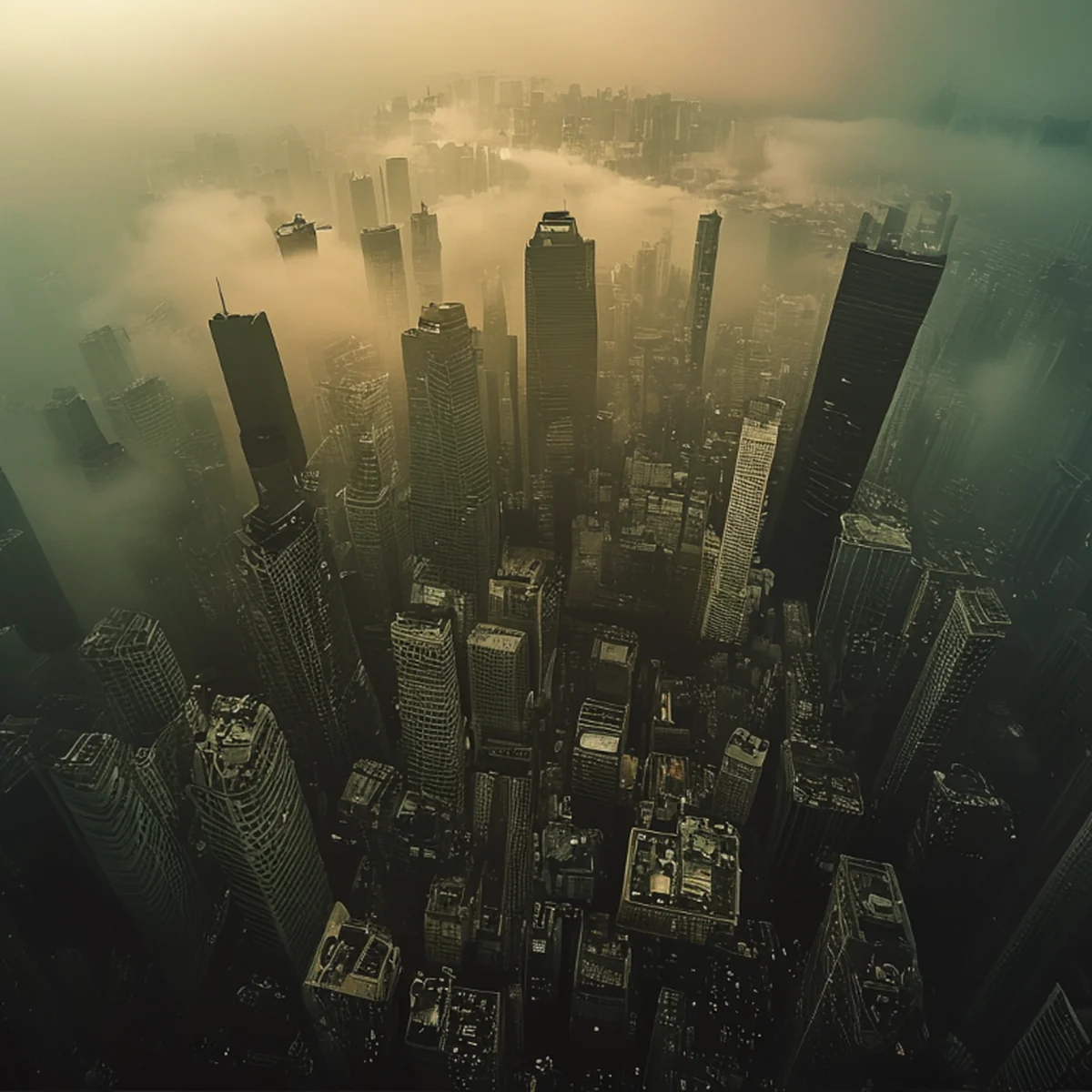 陰暗壓抑的末日反烏託邦巨型都市全景