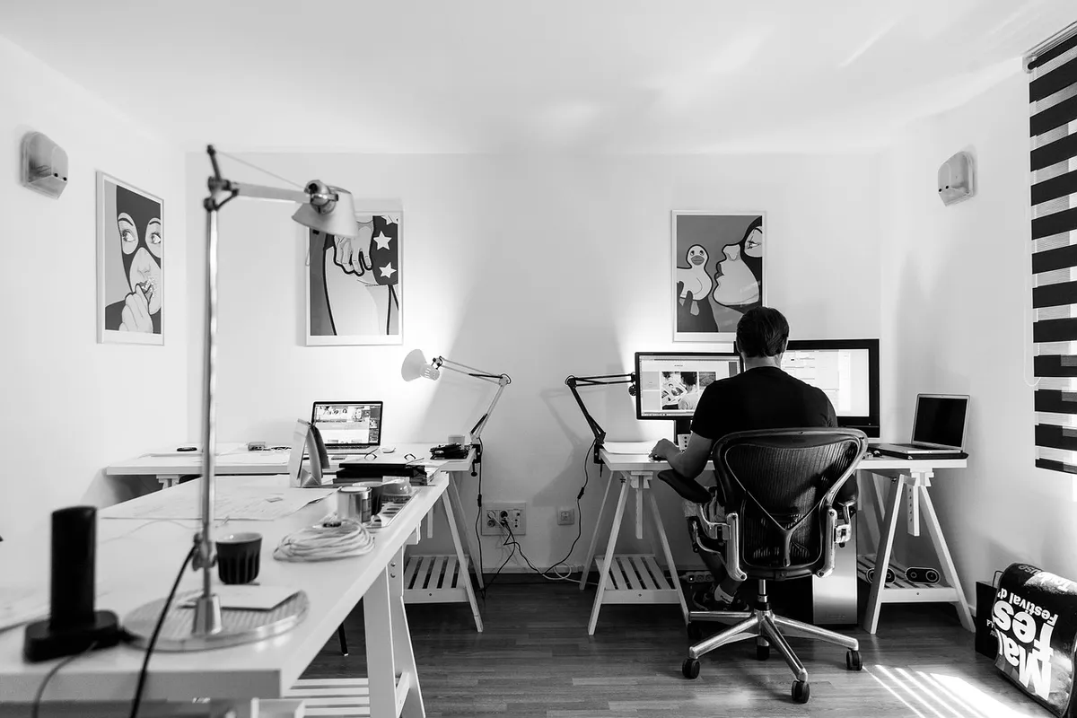 office, work, desk, computer, workplace, indoor, business, home office, designer, web developer, gray business, gray computer, gray office, gray home, gray lapt